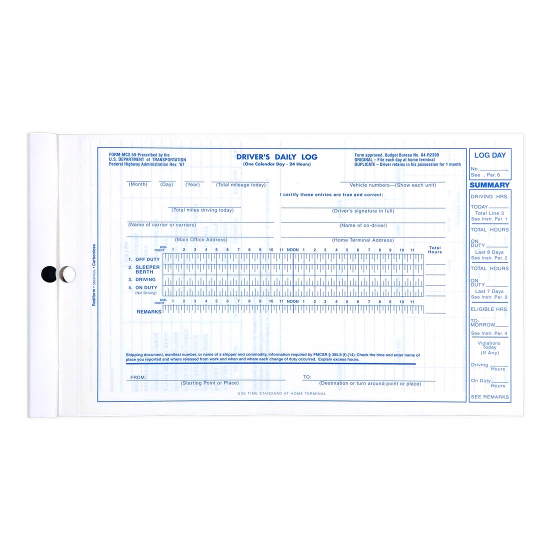 Driver's Daily Log Book S5031NCL