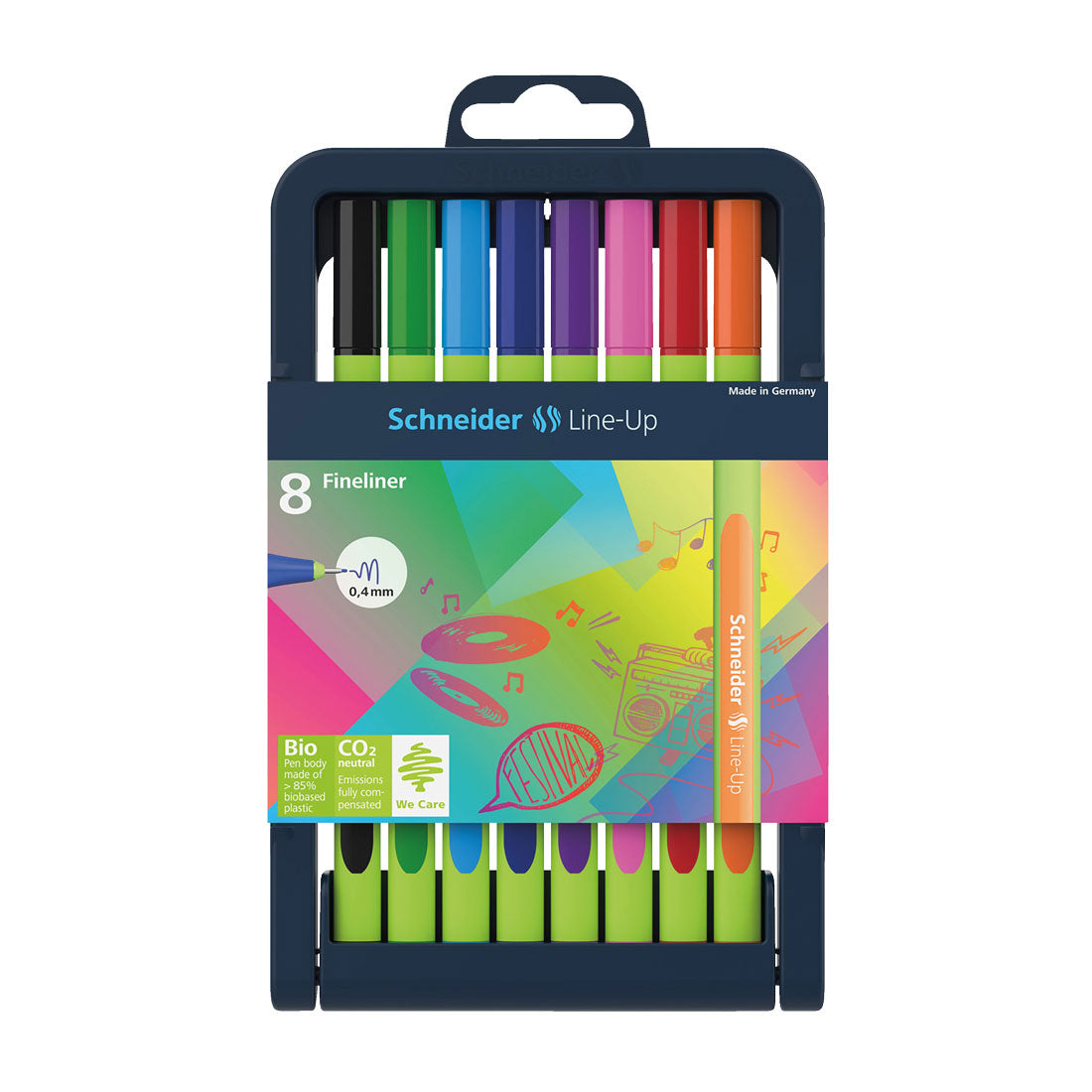 Line-Up Fineliners 0.4mm with Case stand, 8 pieces