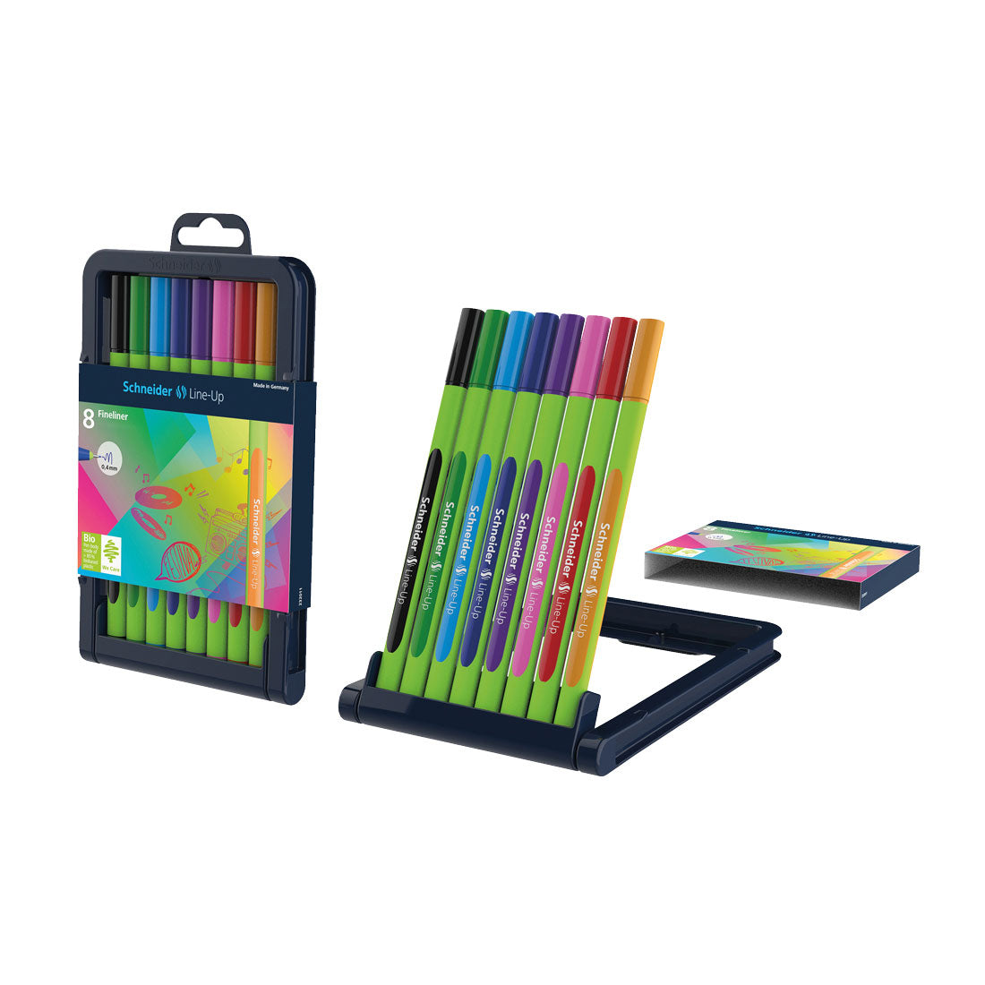 Line-Up Fineliners 0.4mm with Case stand, 8 pieces