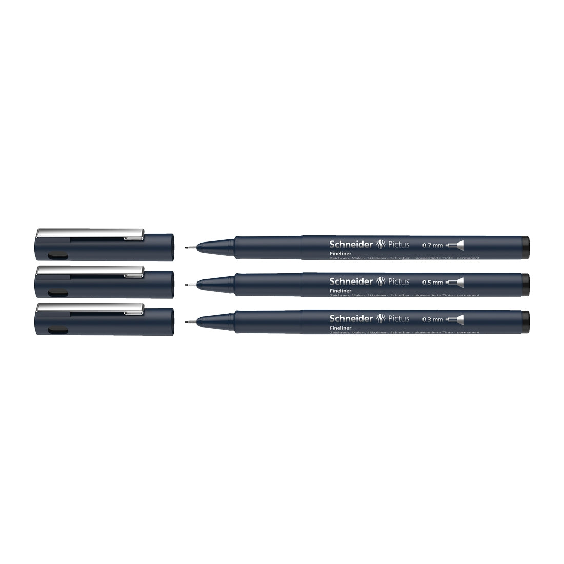 Pictus Fineliners, wallet 3 pieces - Black