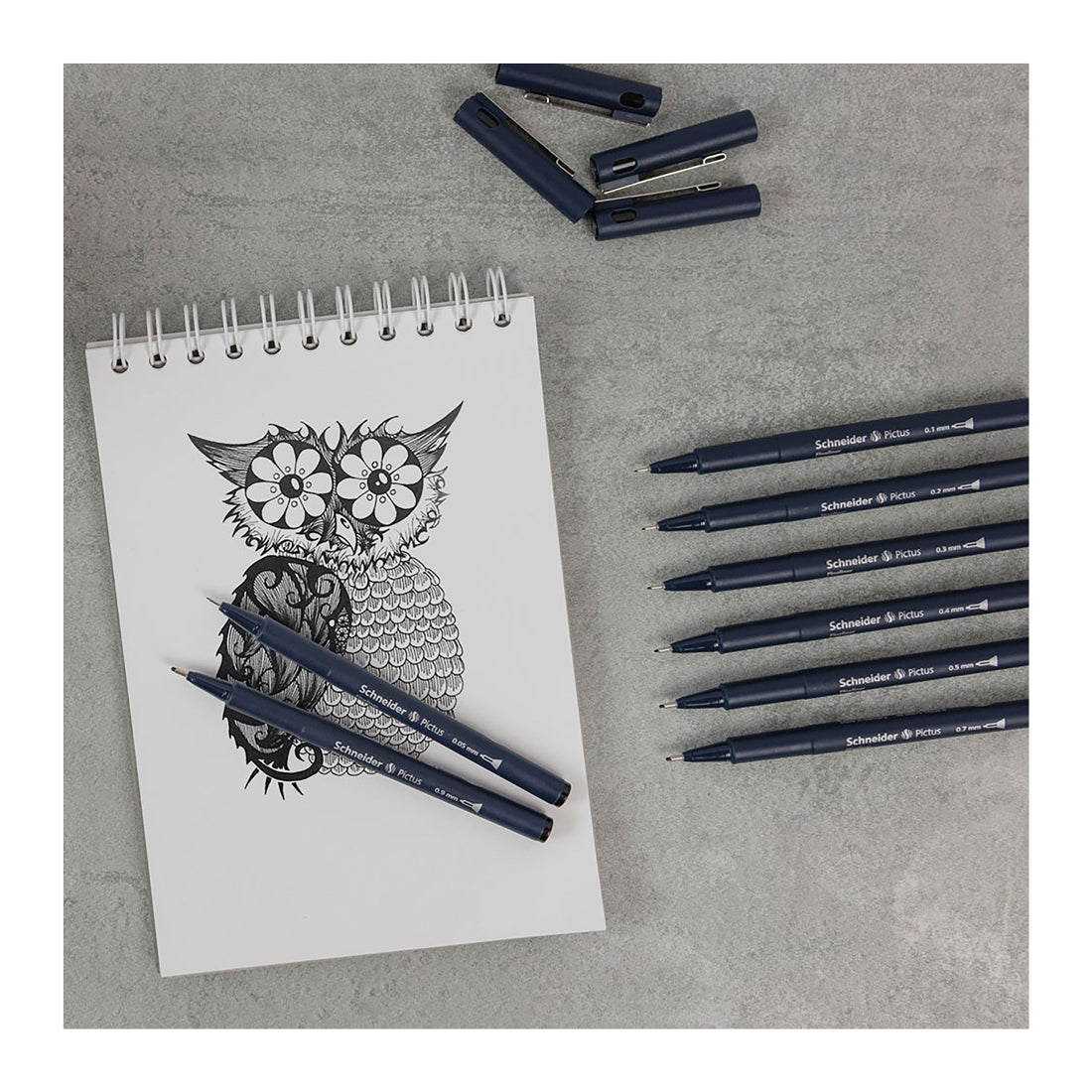 Pictus Fineliners, wallet 8 pieces - Black