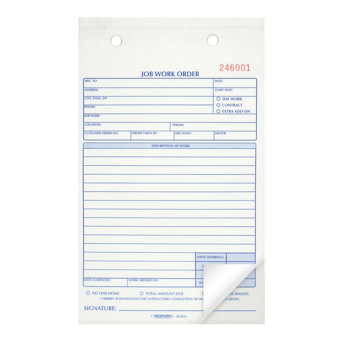 Job Work Order Book 4L456