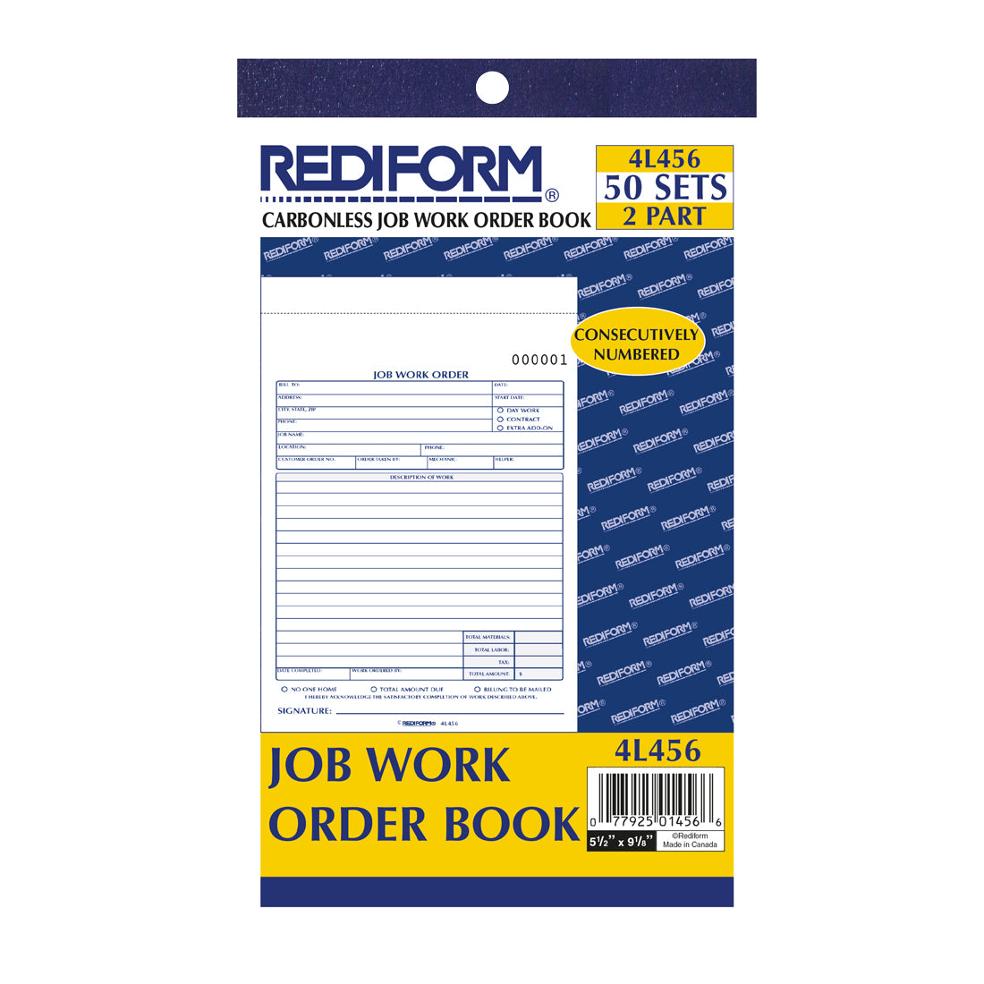 Job Work Order Book 4L456