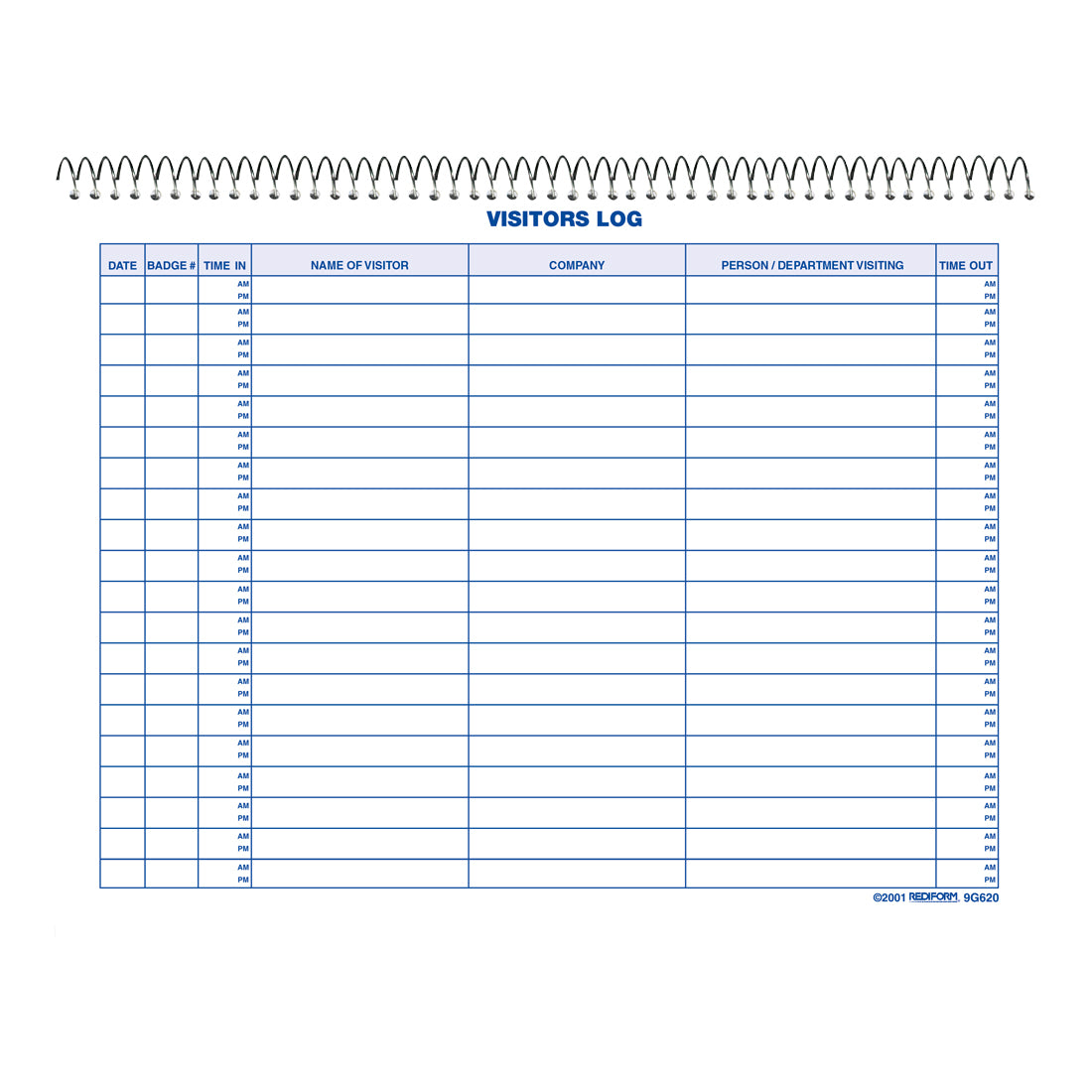 Visitors Log Book 9G620