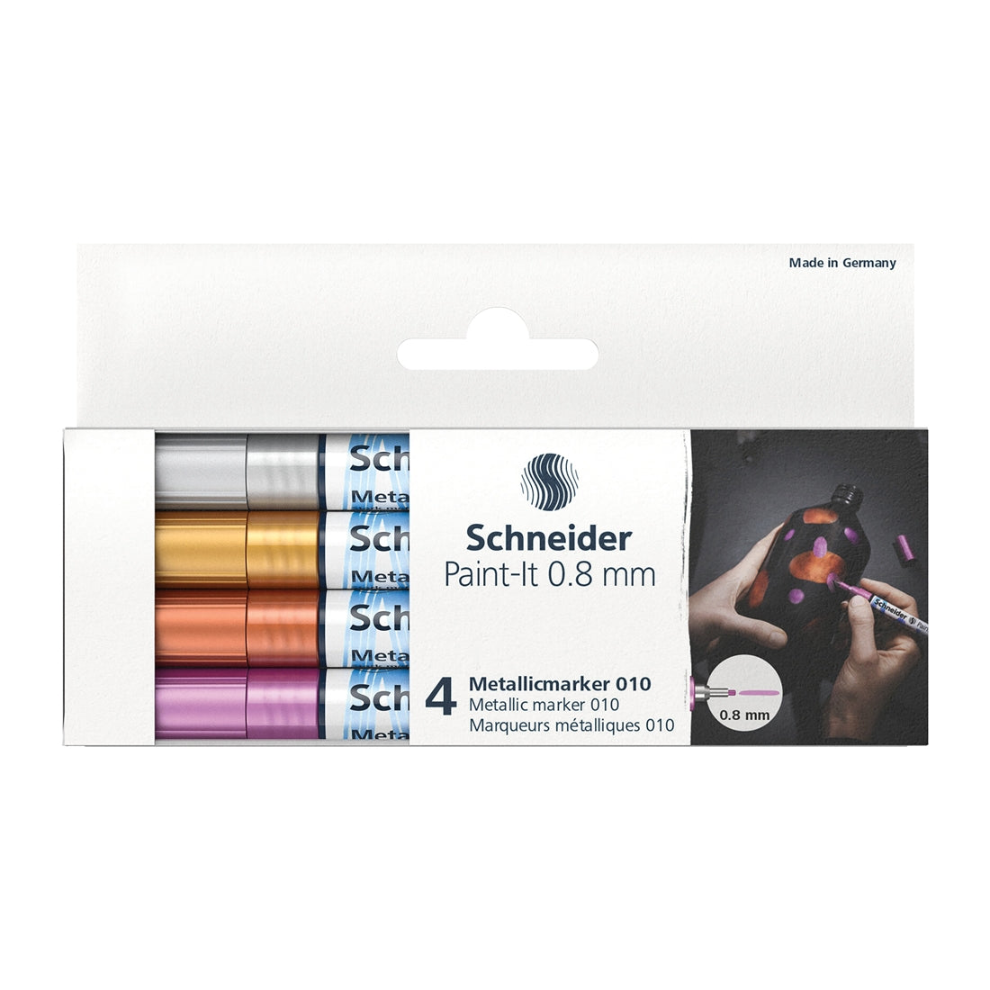 Paint-It 010 Metallic Markers 8mm, Wallet 4 pieces - Assorted