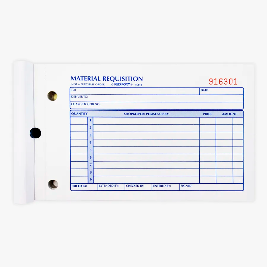 Rediform 1L114 2-part carbonless material requisition book