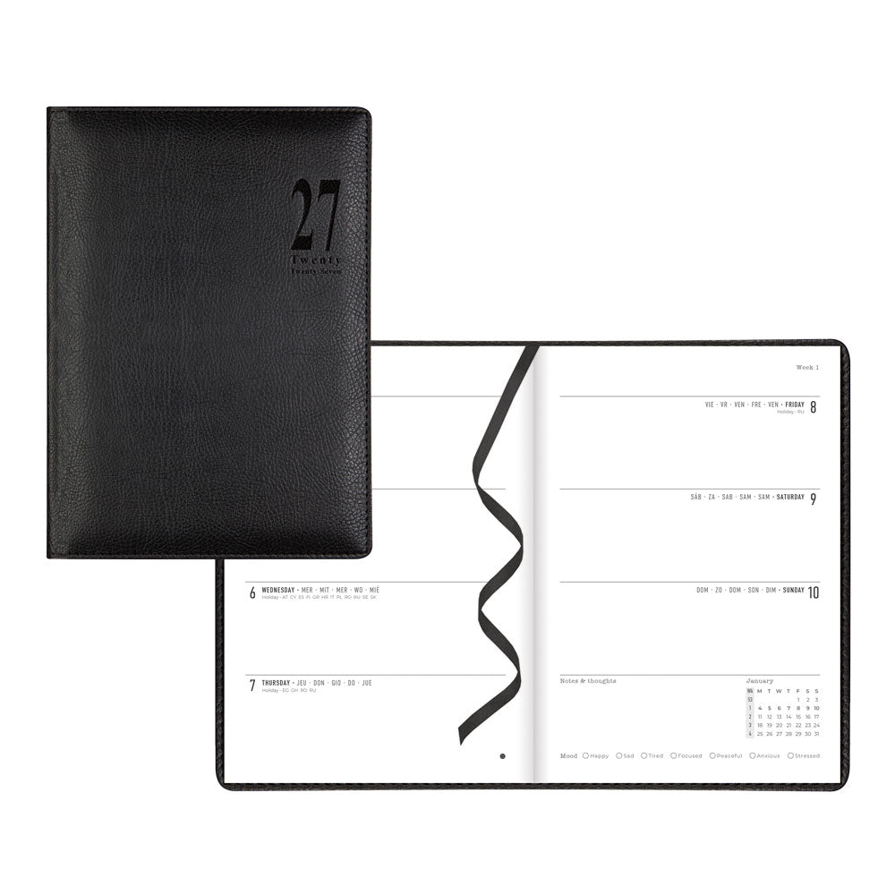 Letts A5 Weekly Planner, Milano, 2027 Black 27-080569#color_black
