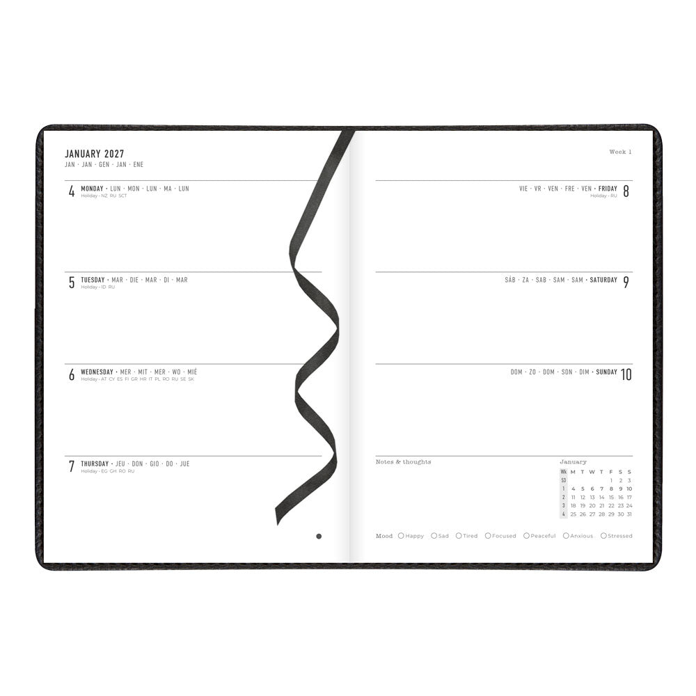 Letts A5 Weekly Planner, Milano, 2027 Black 27-080569#color_black