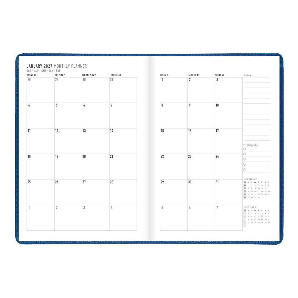 Letts A5 Weekly Planner, Milano, 2027 Blue 27-080570#color_blue