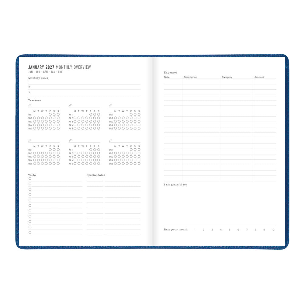 Letts A5 Weekly Planner, Milano, 2027 Blue 27-080570#color_blue