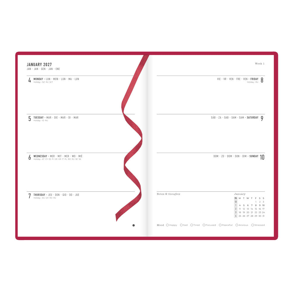 Letts A5 Weekly Planner, Woodland, 2027 Pink 27-082162#color_woodland-pink