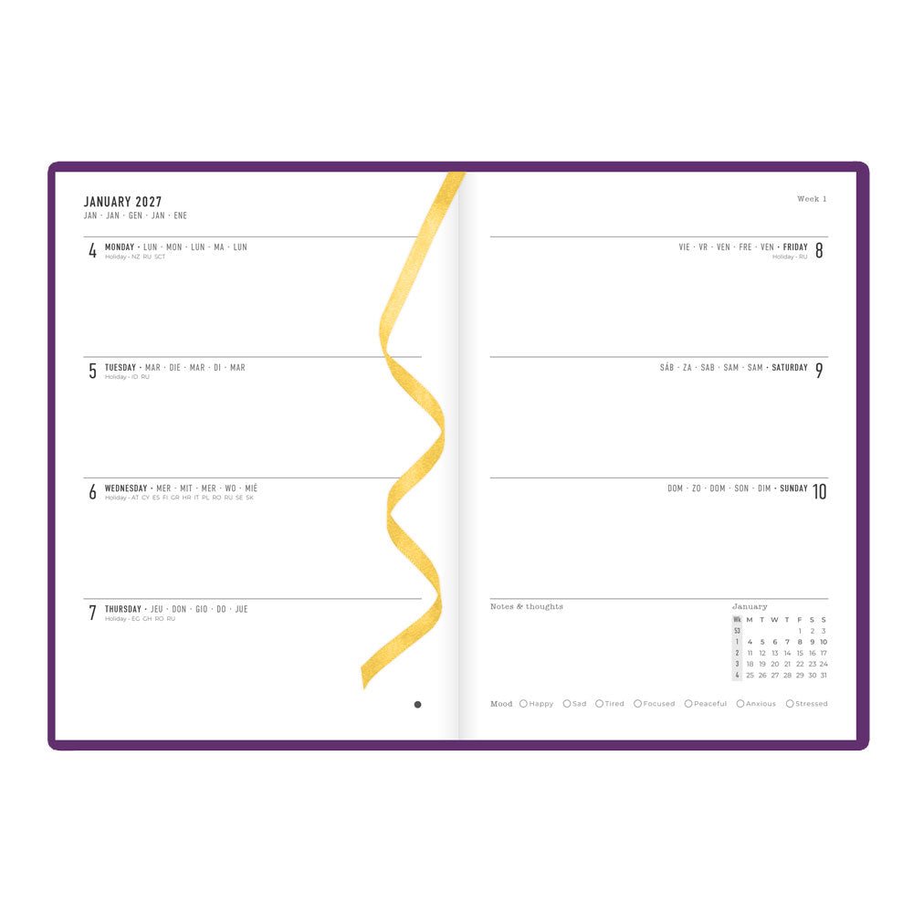 Letts A5 Weekly Planner, Woodland, 2027 Purple 27-082163#color_woodland-purple