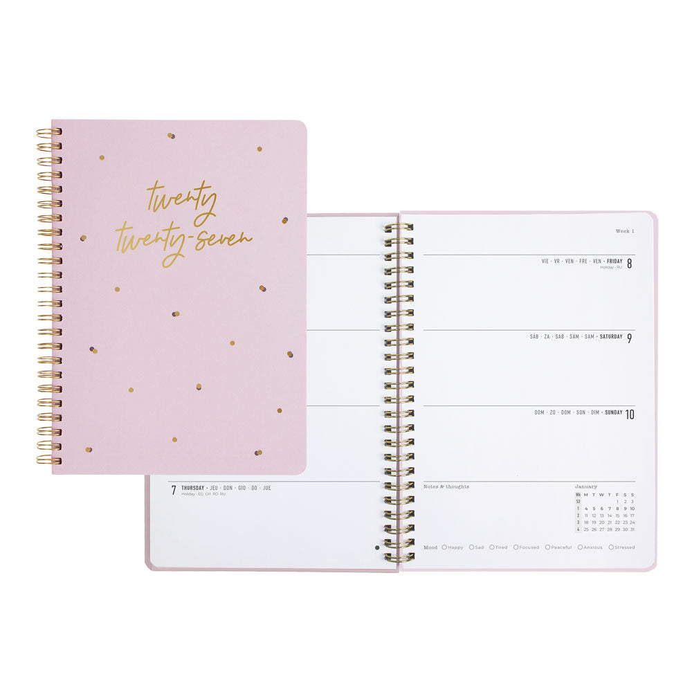 Letts A5 Weekly Planner, Celebrate, 2027 Rose 27-082185#color_celebrate-rose