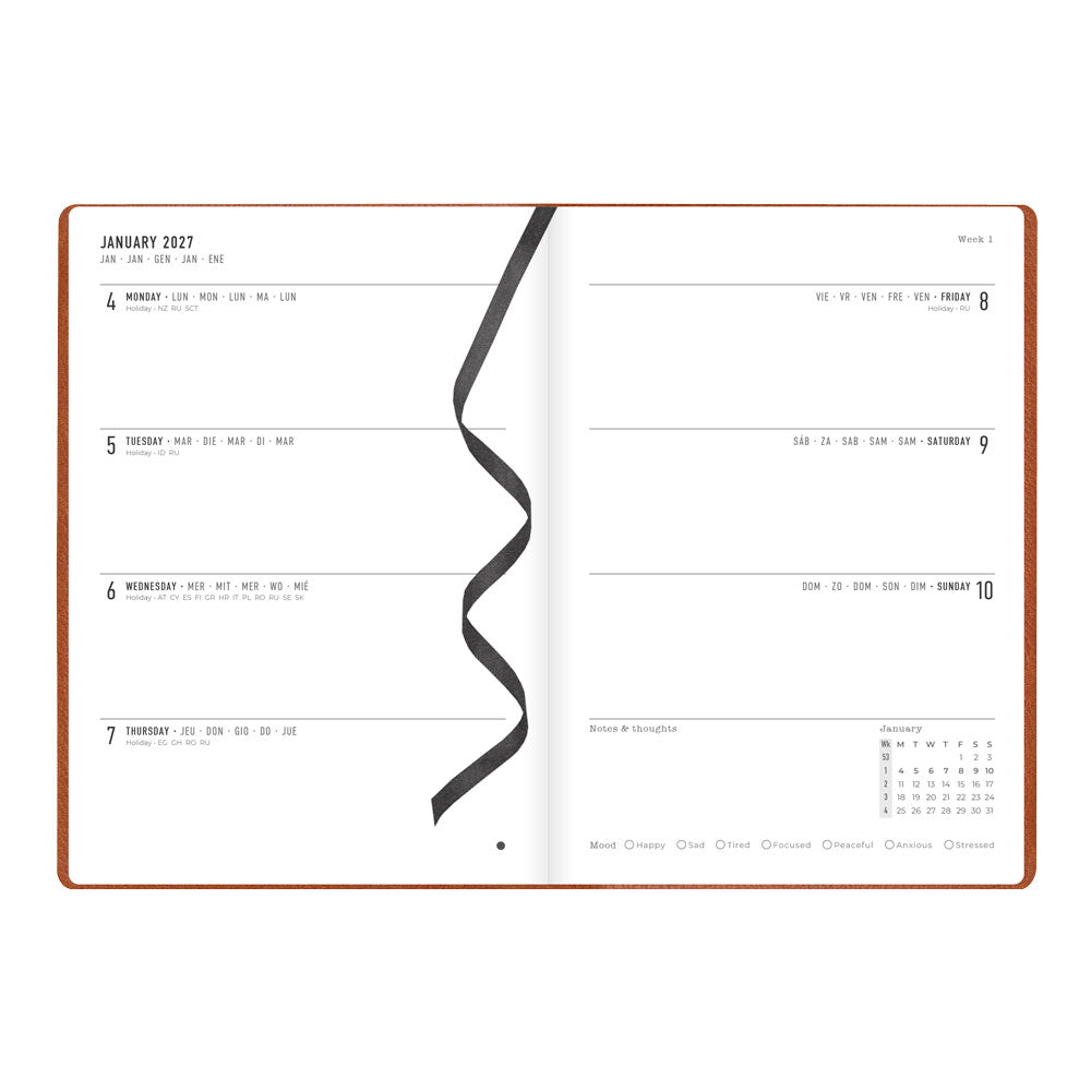 Letts A5 Weekly Planner, Oslo, 2027 Tan 27-082334#color_tan