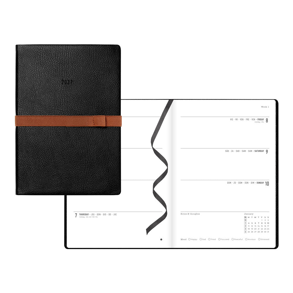 Letts A5 Weekly Planner, Oslo, 2027 Black 27-082335#color_black
