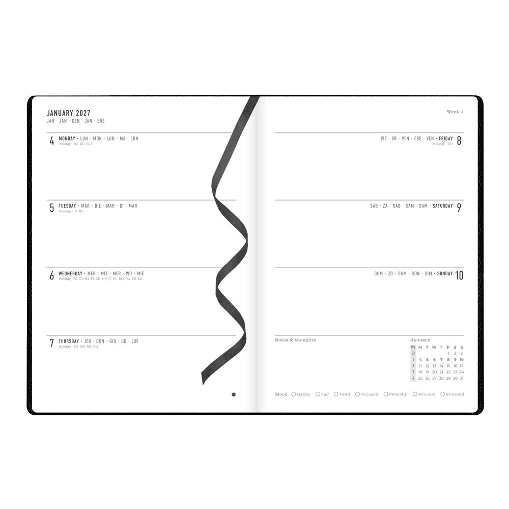 Letts A5 Weekly Planner, Oslo, 2027 Black 27-082335#color_black