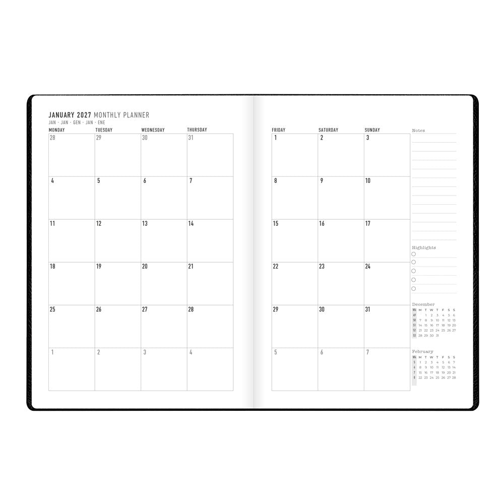 Letts A5 Weekly Planner, Oslo, 2027 Black 27-082335#color_black