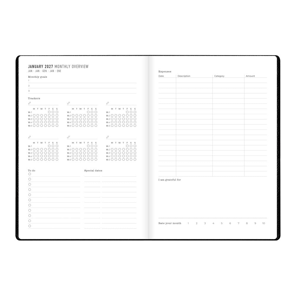 Letts A5 Weekly Planner, Oslo, 2027 Black 27-082335#color_black