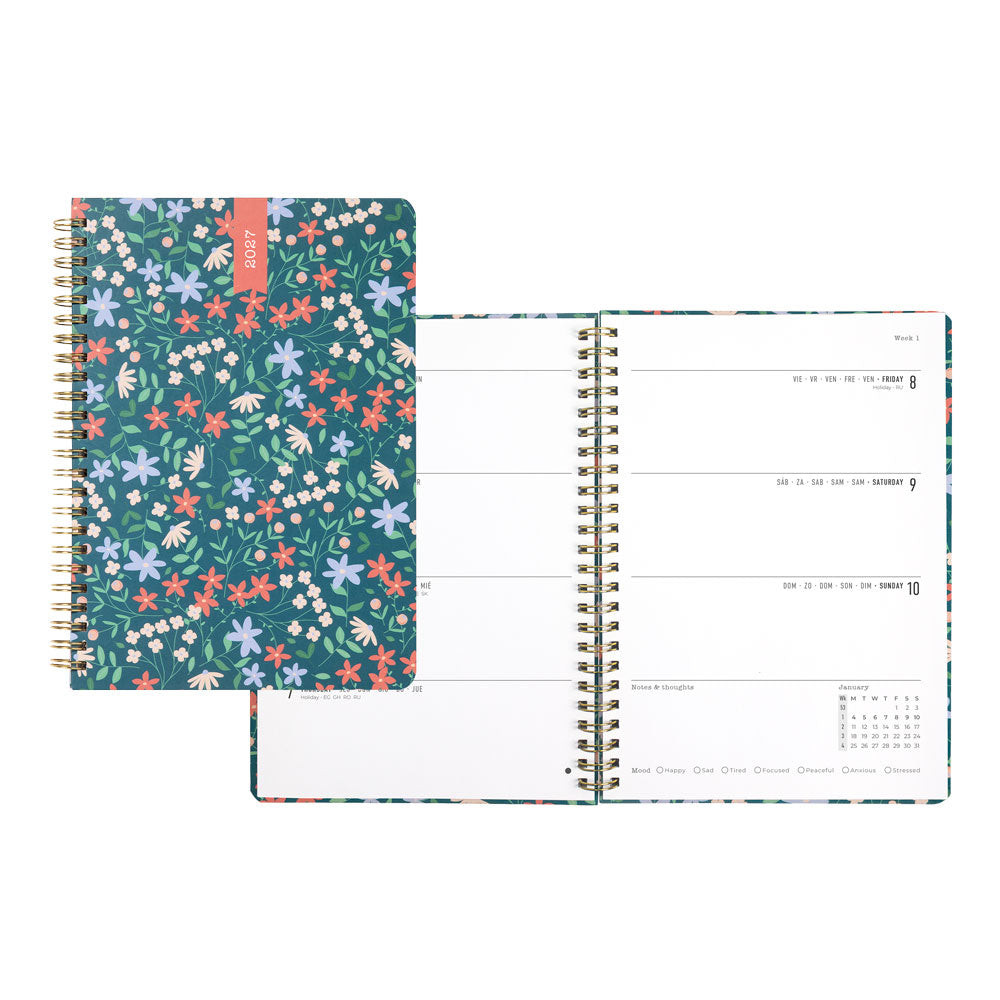 Letts A5 Weekly Planner, Spring Valley, 2027 Green 27-082376#color_green