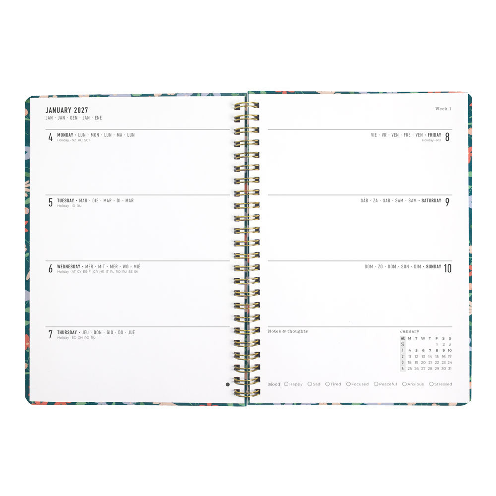 Letts A5 Weekly Planner, Spring Valley, 2027 Green 27-082376#color_green