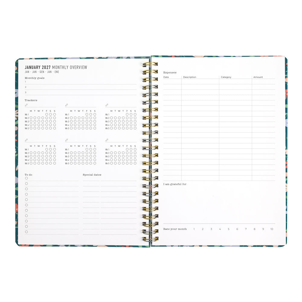 Letts A5 Weekly Planner, Spring Valley, 2027 Green 27-082376#color_green