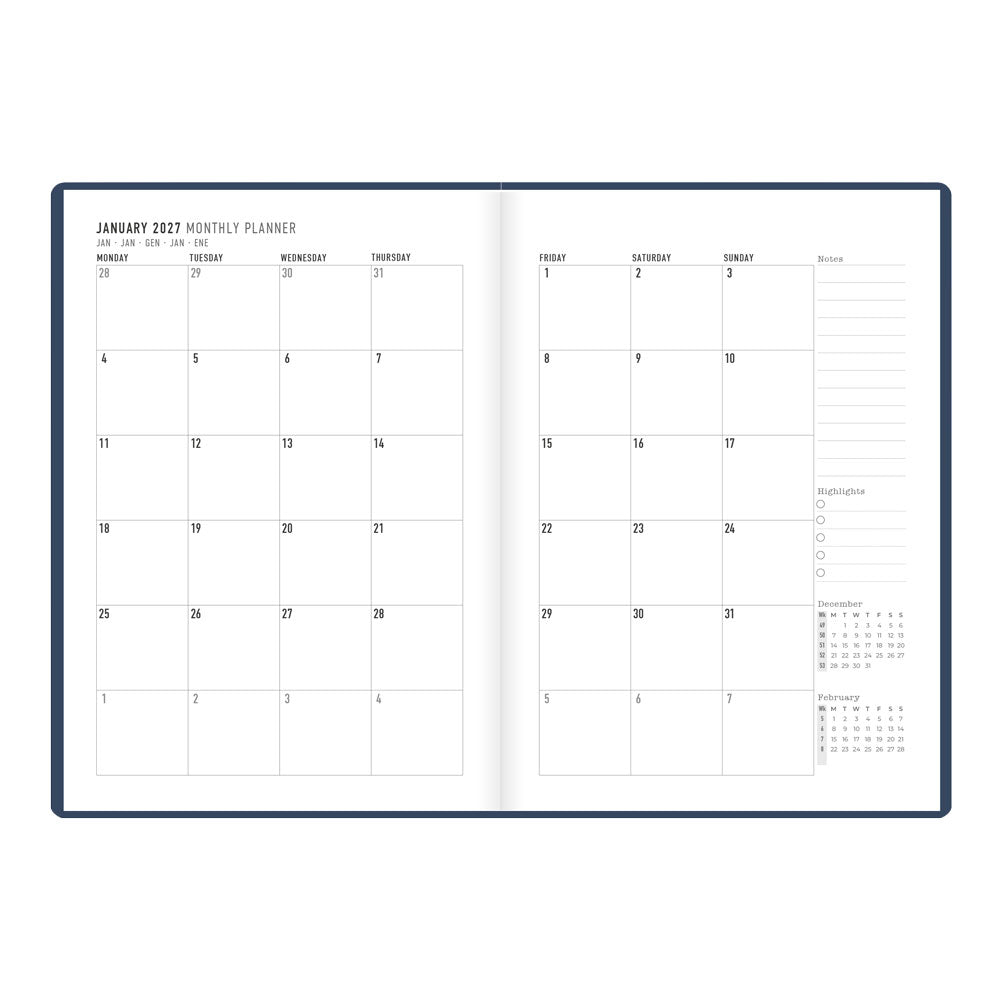 Letts A5 Weekly Planner, Inspire, 2027 Navy 27-082484#color_navy