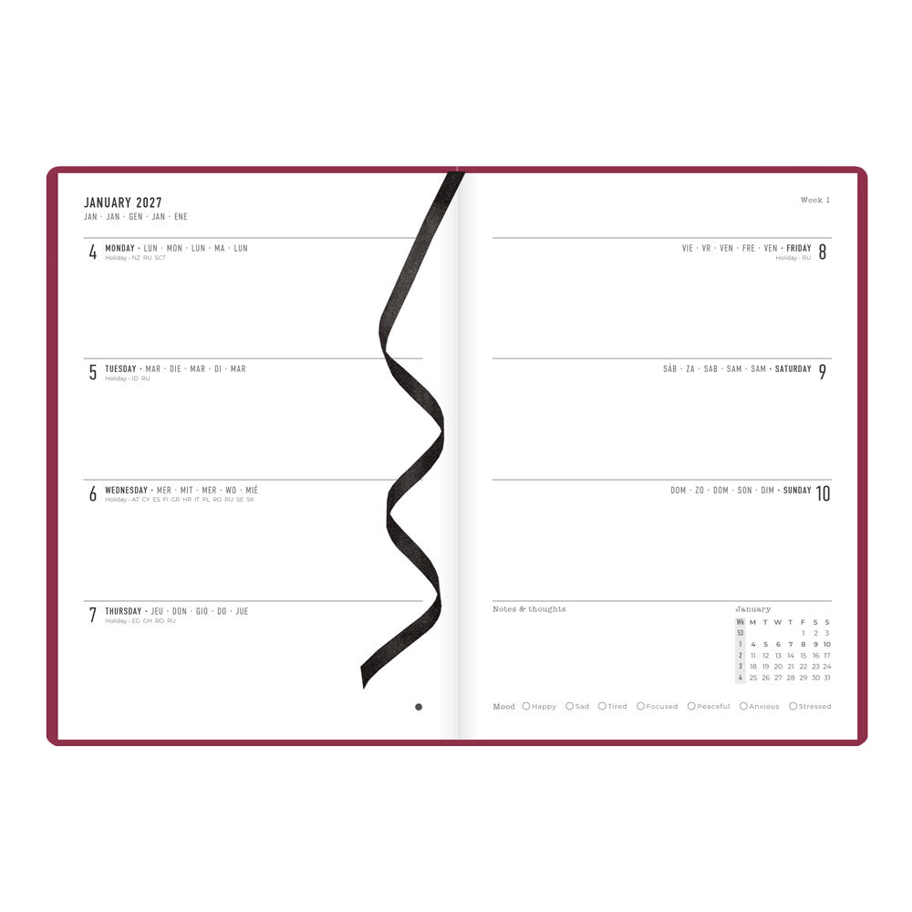 Letts A5 Weekly Planner, Inspire, 2027 Plum 27-082485#color_plum