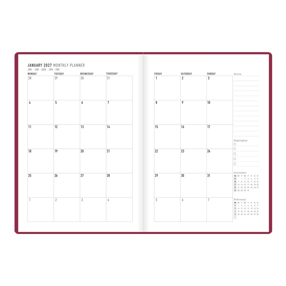 Letts A5 Weekly Planner, Inspire, 2027 Plum 27-082485#color_plum