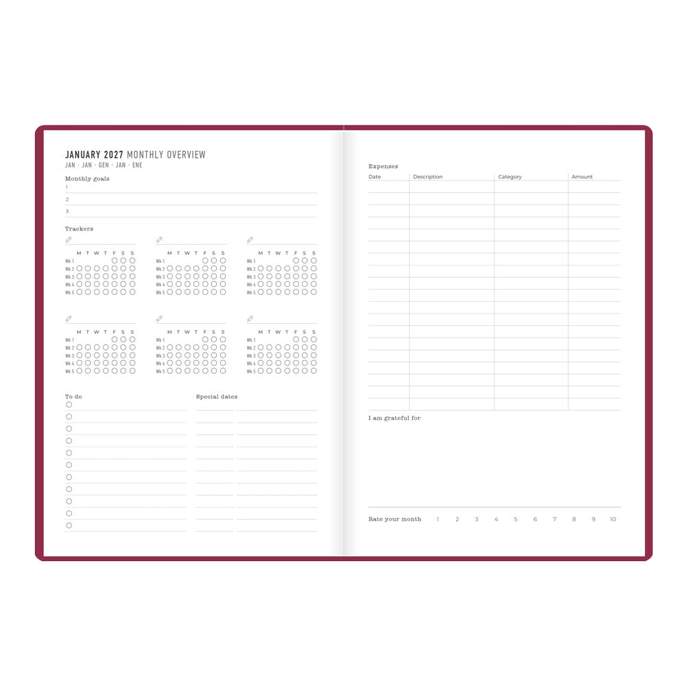 Letts A5 Weekly Planner, Inspire, 2027 Plum 27-082485#color_plum