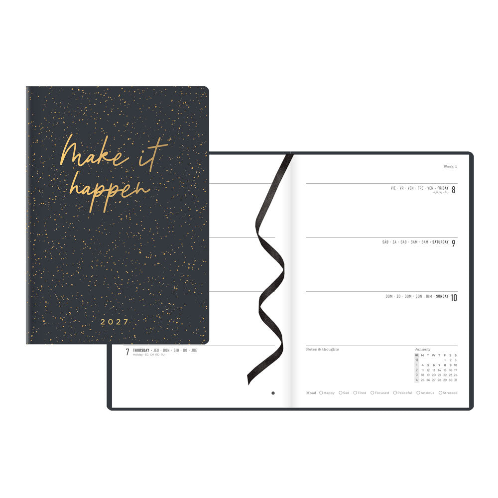 Letts A5 Weekly Planner, Inspire, 2027 Charcoal 27-082486#color_charcoal