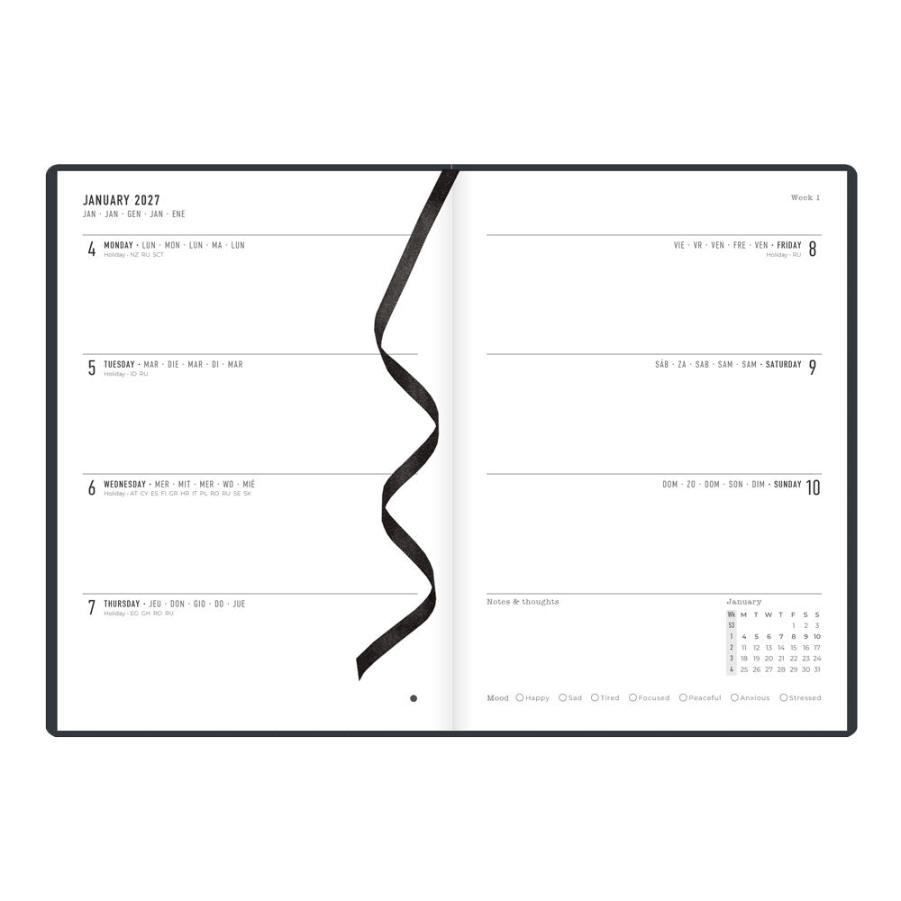 Letts A5 Weekly Planner, Inspire, 2027 Charcoal 27-082486#color_charcoal