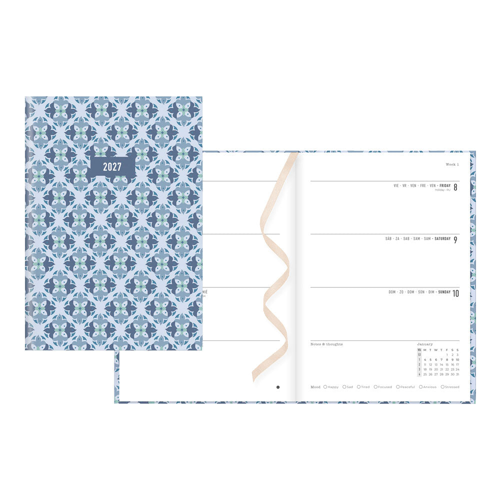 Letts A5 Weekly Planner, Morocco, 2027 Blue 27-082495#color_morocco-pink