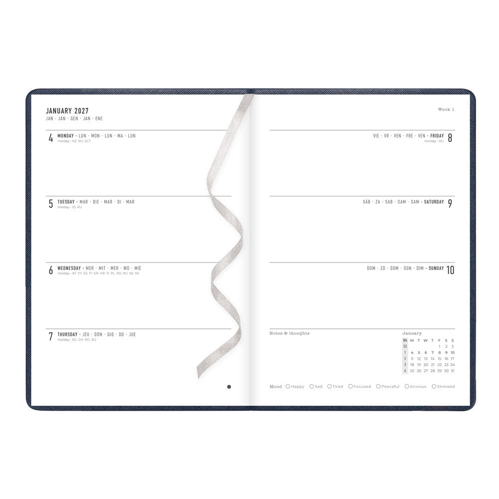 Letts A5 Weekly Planner, Serene, 2027 Midnight 27-082499#color_midnight