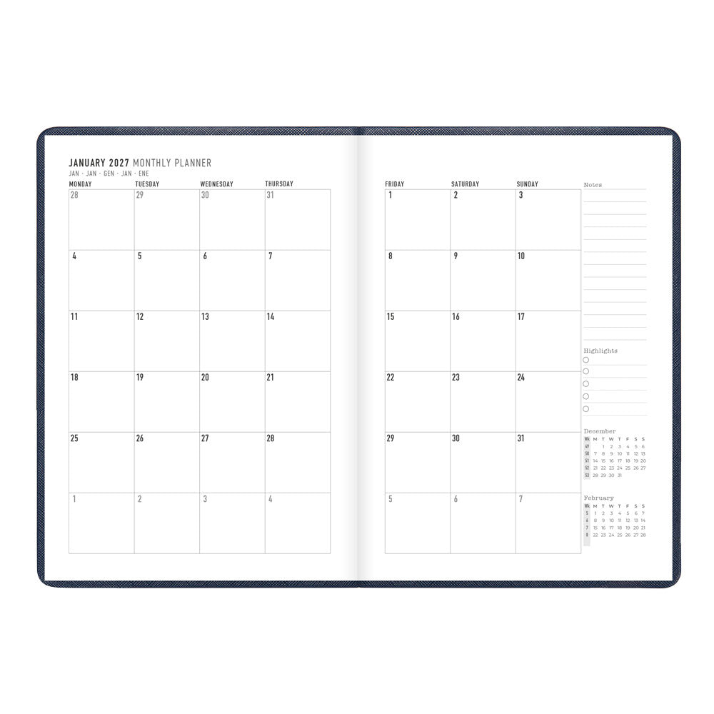 Letts A5 Weekly Planner, Serene, 2027 Midnight 27-082499#color_midnight