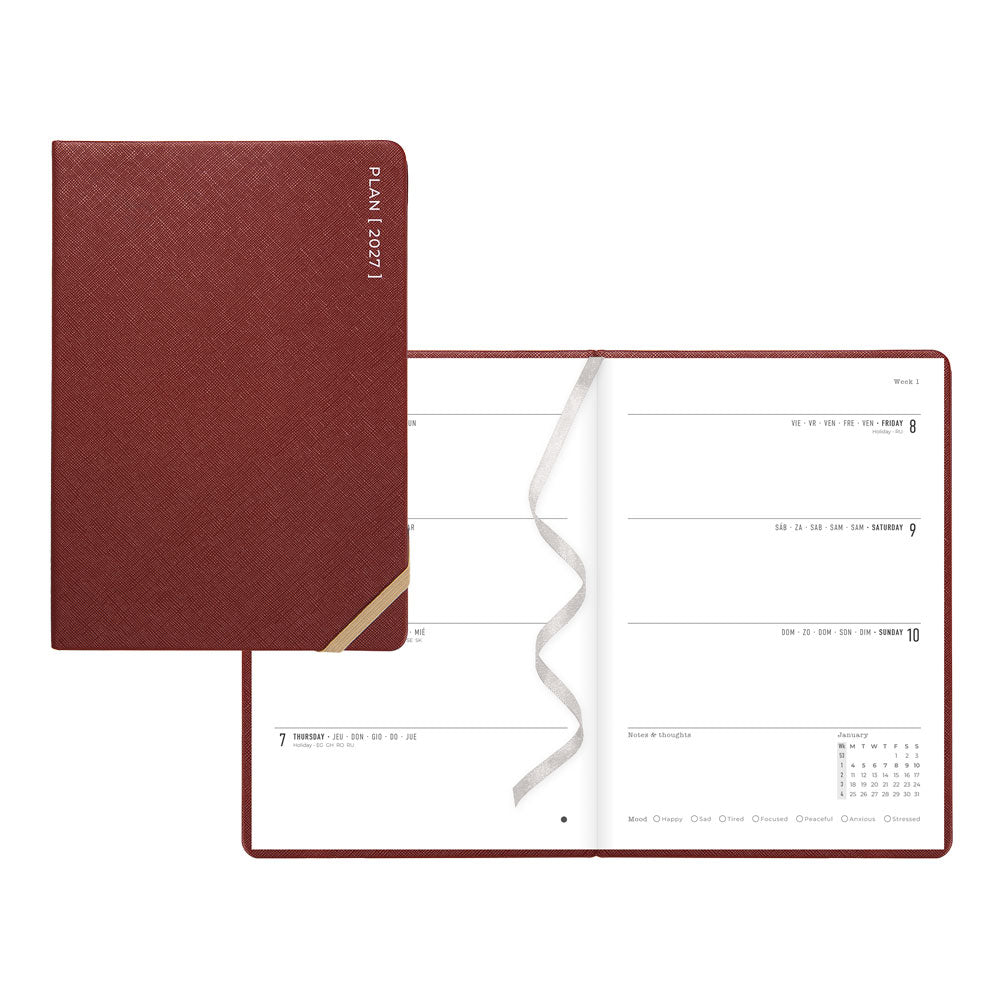 Letts A5 Weekly Planner, Serene, 2027 Burgundy 27-082501#color_burgundy