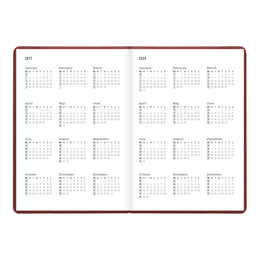 Letts A5 Weekly Planner, Serene, 2027 Burgundy 27-082501#color_burgundy