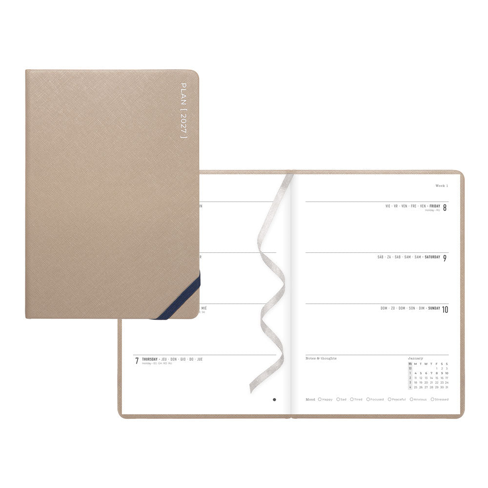 Letts A5 Weekly Planner, Serene, 2027 Taupe 27-082503#color_taupe