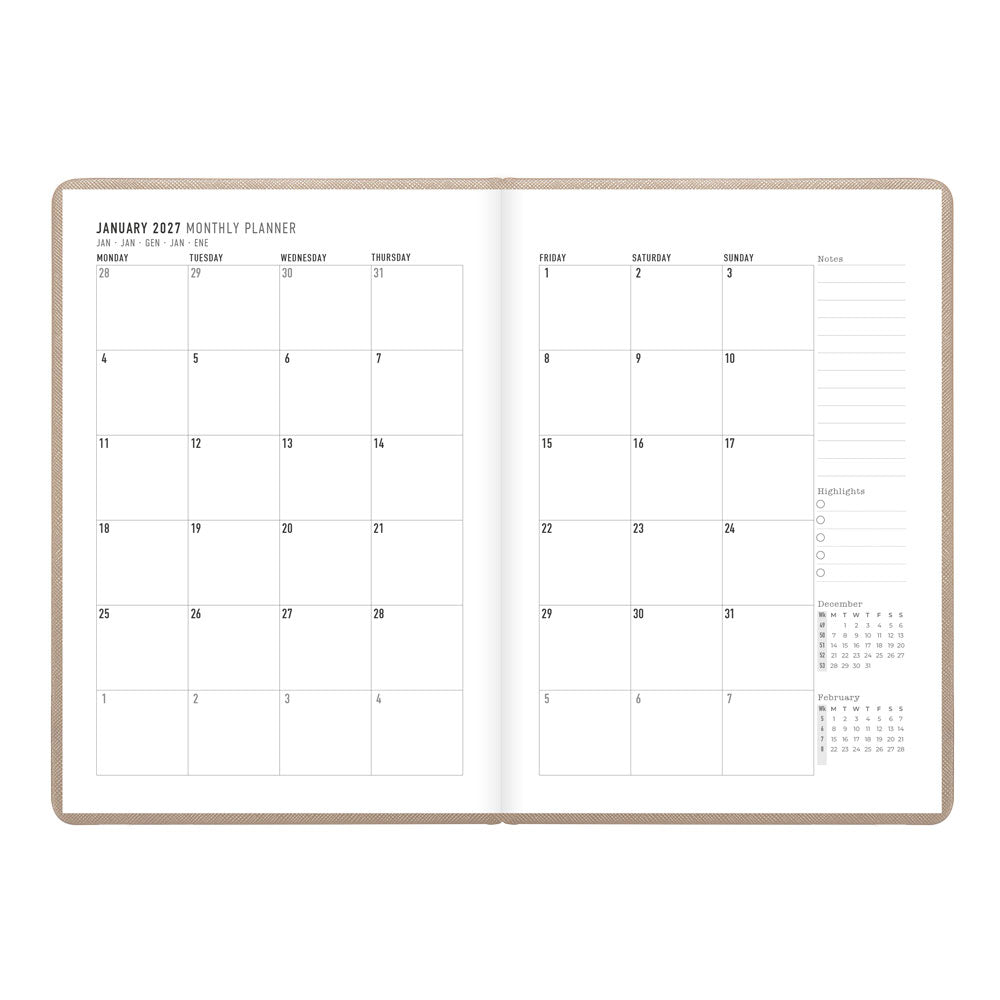 Letts A5 Weekly Planner, Serene, 2027 Taupe 27-082503#color_taupe