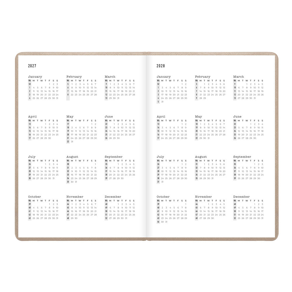 Letts A5 Weekly Planner, Serene, 2027 Taupe 27-082503#color_taupe