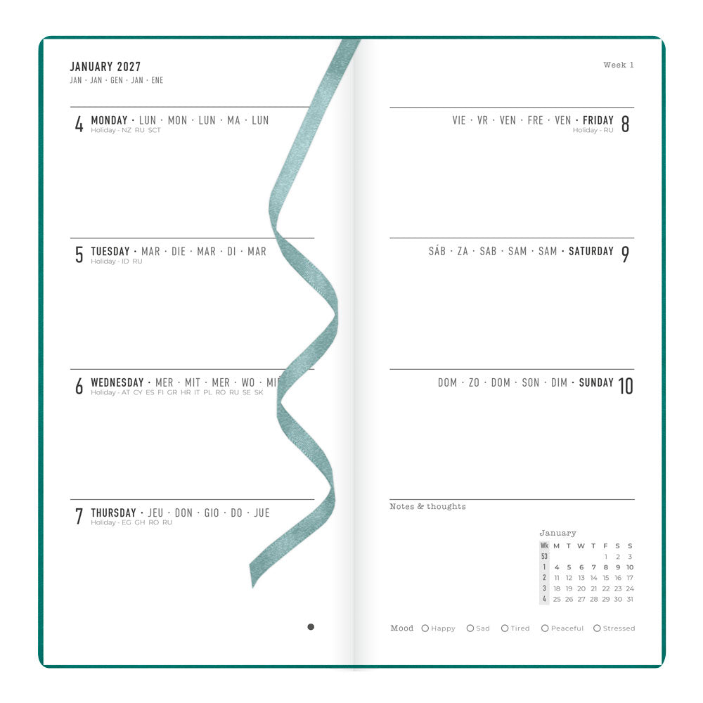 Letts Slim Weekly Planner, Woodland, 2027 Green 27-082545#color_woodland-green