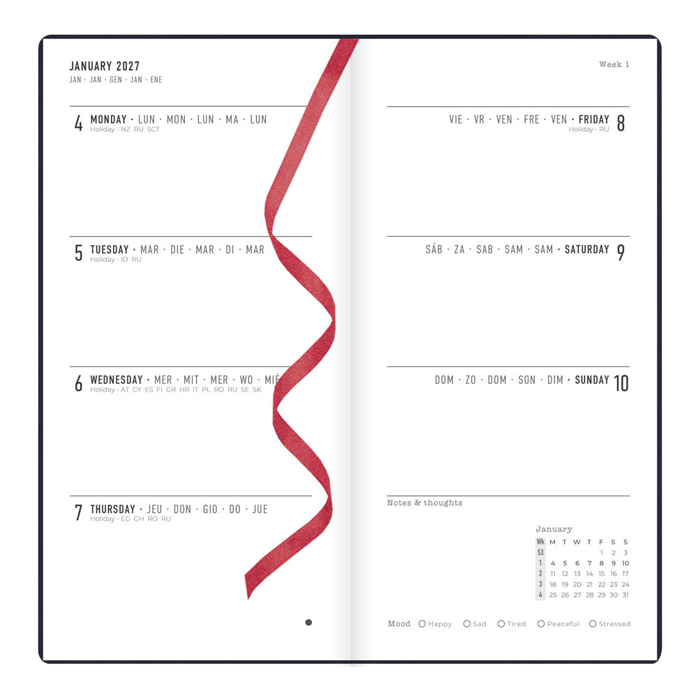 Letts Slim Weekly Planner, Woodland, 2027 Navy 27-082546#color_woodland-navy