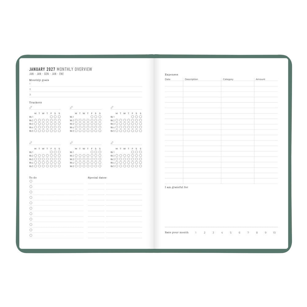 Letts A5 Weekly Planner, Conscious, 2027 Pine 27-082553#color_pine