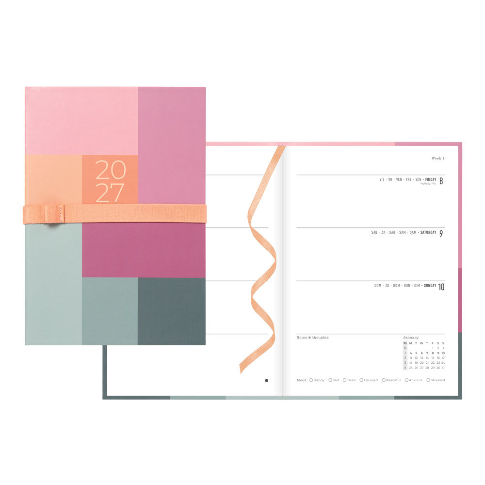 Letts A5 Weekly Planner, Gradient, 2027 Rose 27-082570#color_gradient-rose