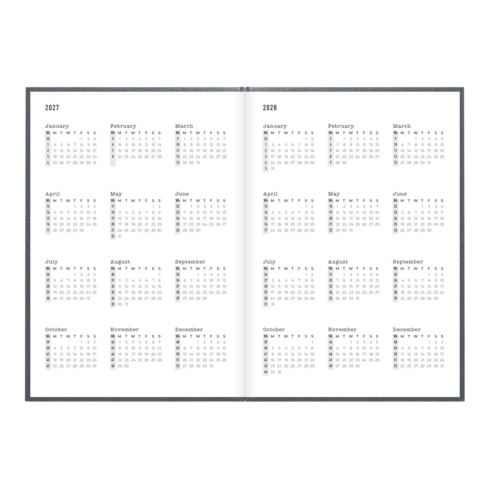 Letts A5 Weekly Planner, Titanium, 2027 Charcoal 27-082582#color_charcoal