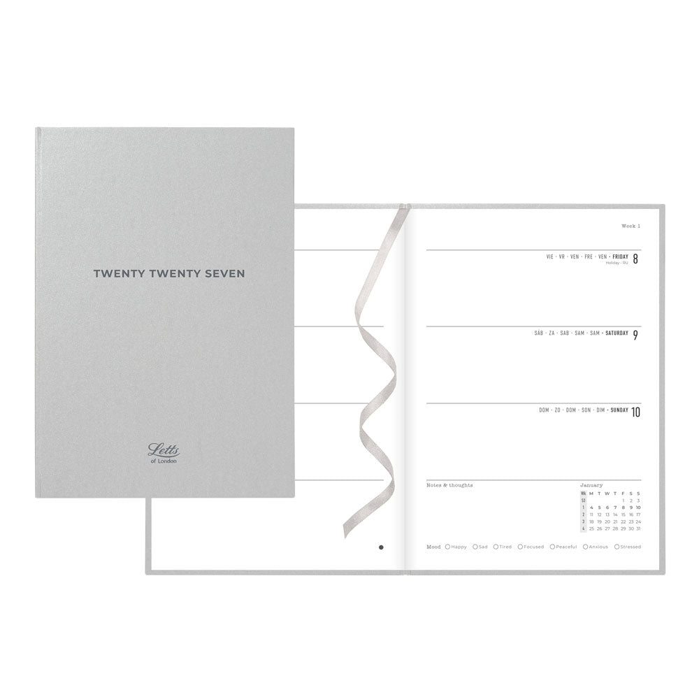 Letts A5 Weekly Planner, Titanium, 2027 Silver 27-082583#color_silver