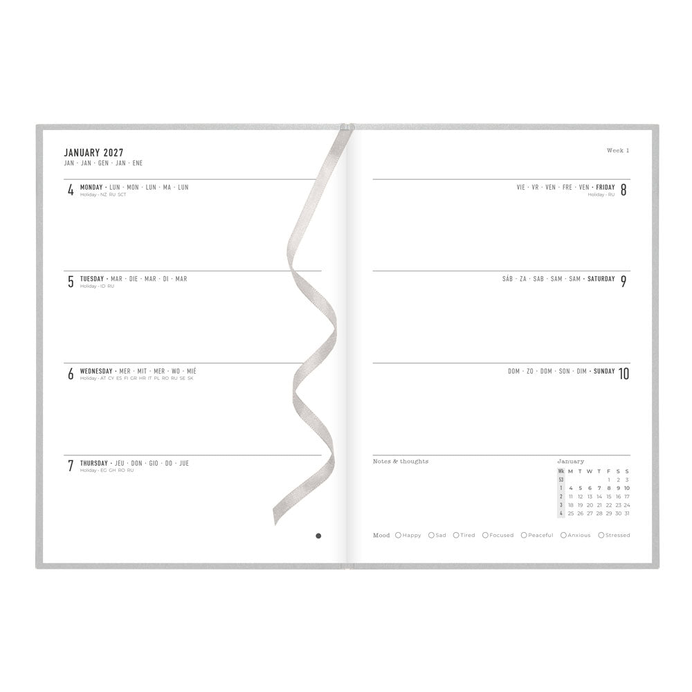 Letts A5 Weekly Planner, Titanium, 2027 Silver 27-082583#color_silver