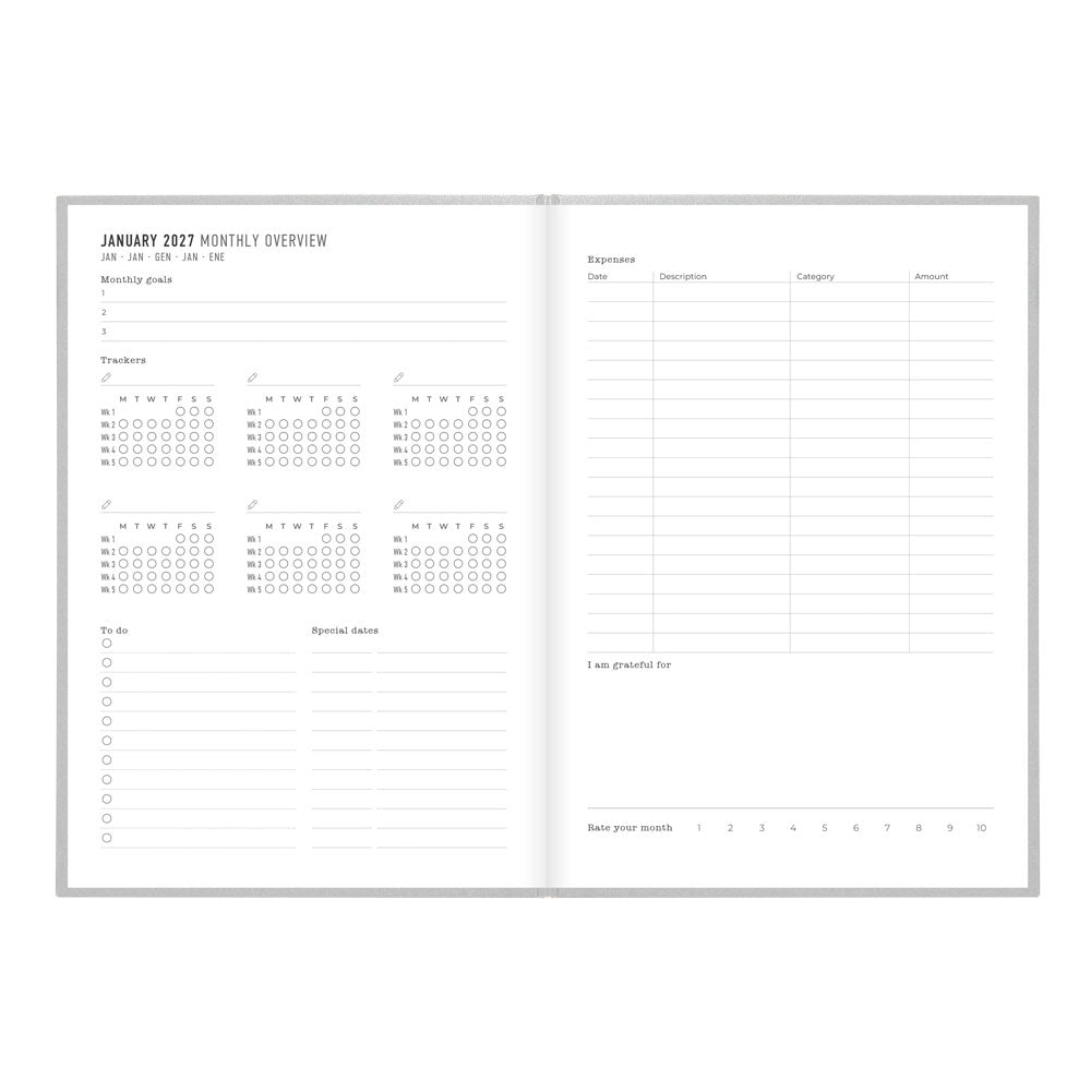 Letts A5 Weekly Planner, Titanium, 2027 Silver 27-082583#color_silver