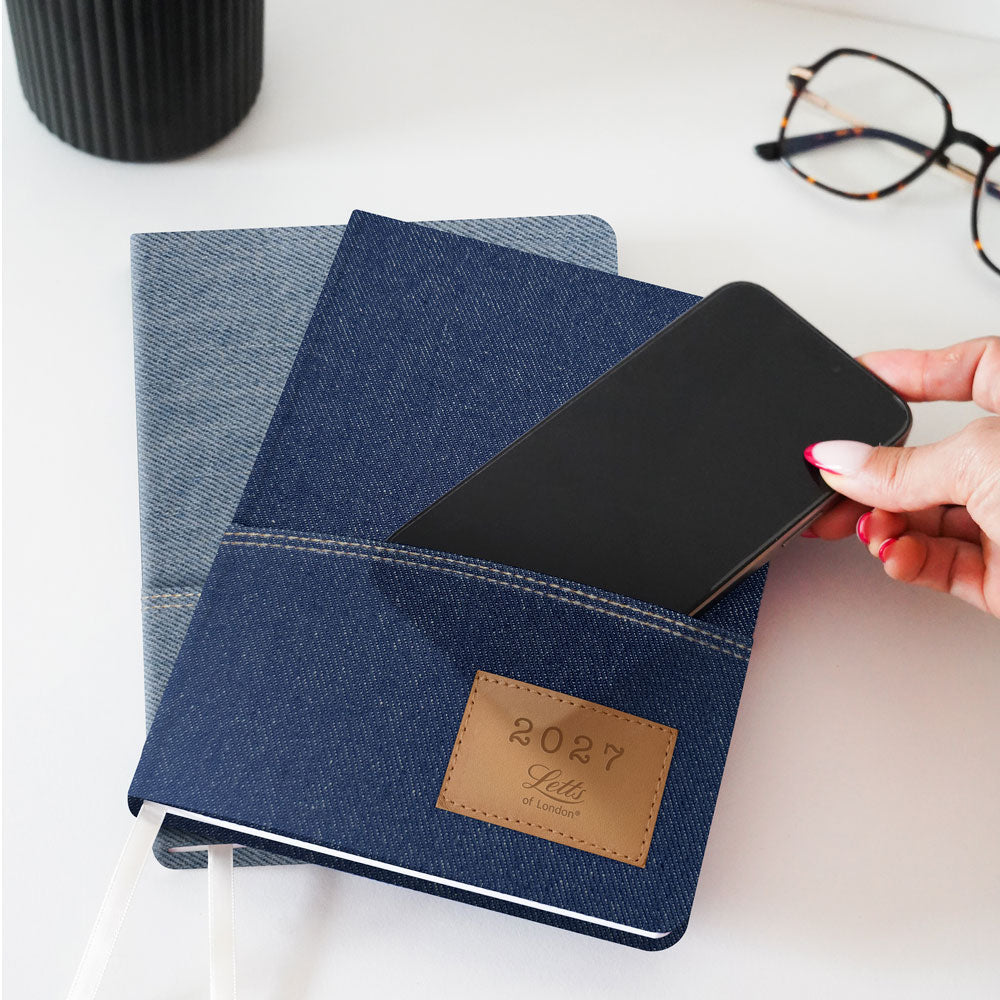 Letts A5 Weekly Planner, Denim, 2027 Blue 27-082644#color_denim-blue