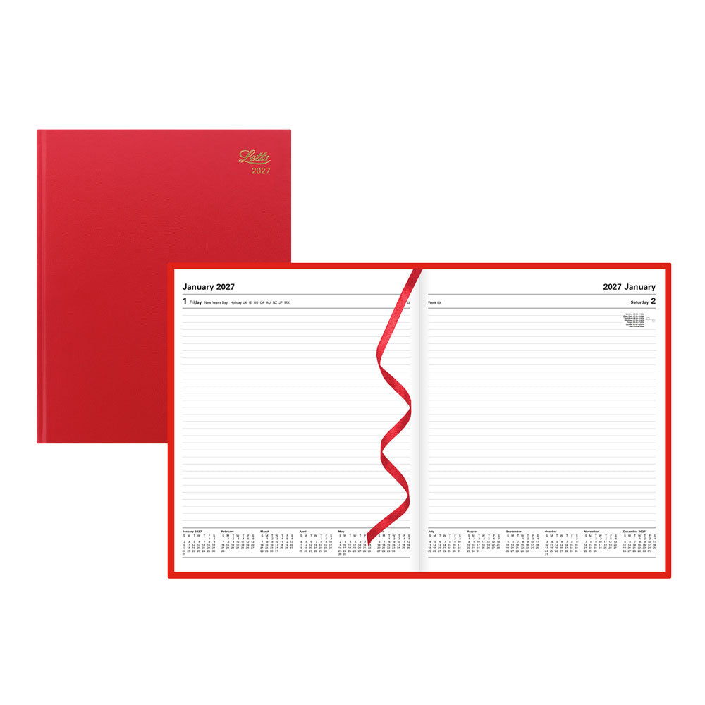 Letts Quarto Daily Planner, Standard, 2027 Red 27-C10YBY#color_red