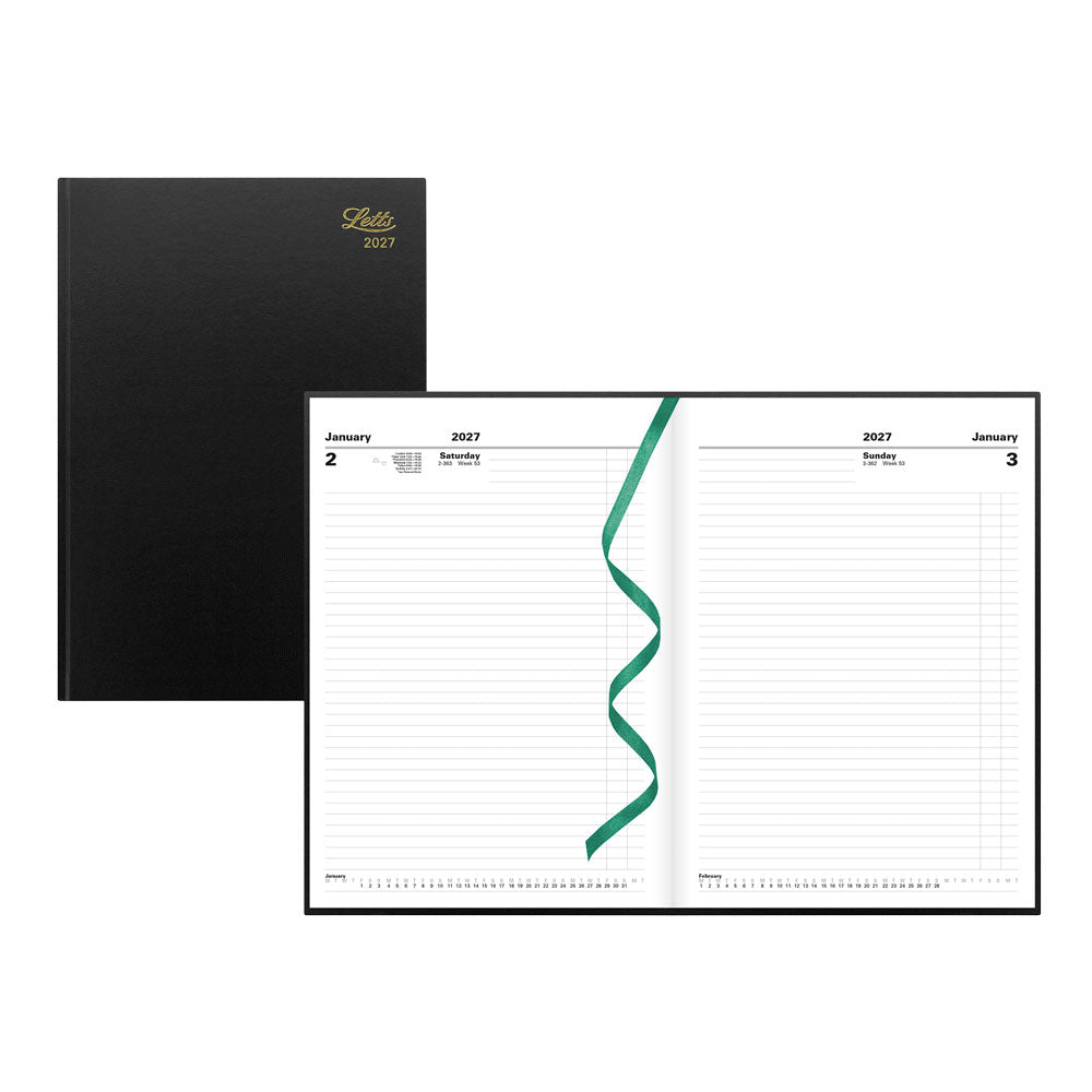 Letts A4 Daily Planner, Standard, 2027 Black 27-C10ZBK#color_black